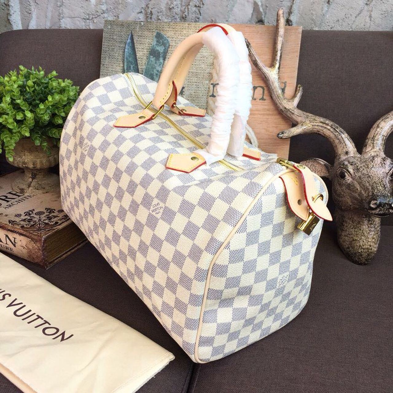Top Quality Speedy 35 Damier Azur Canvas For Women, Womens Handbags 13.8in/35cm Top Quality N41369