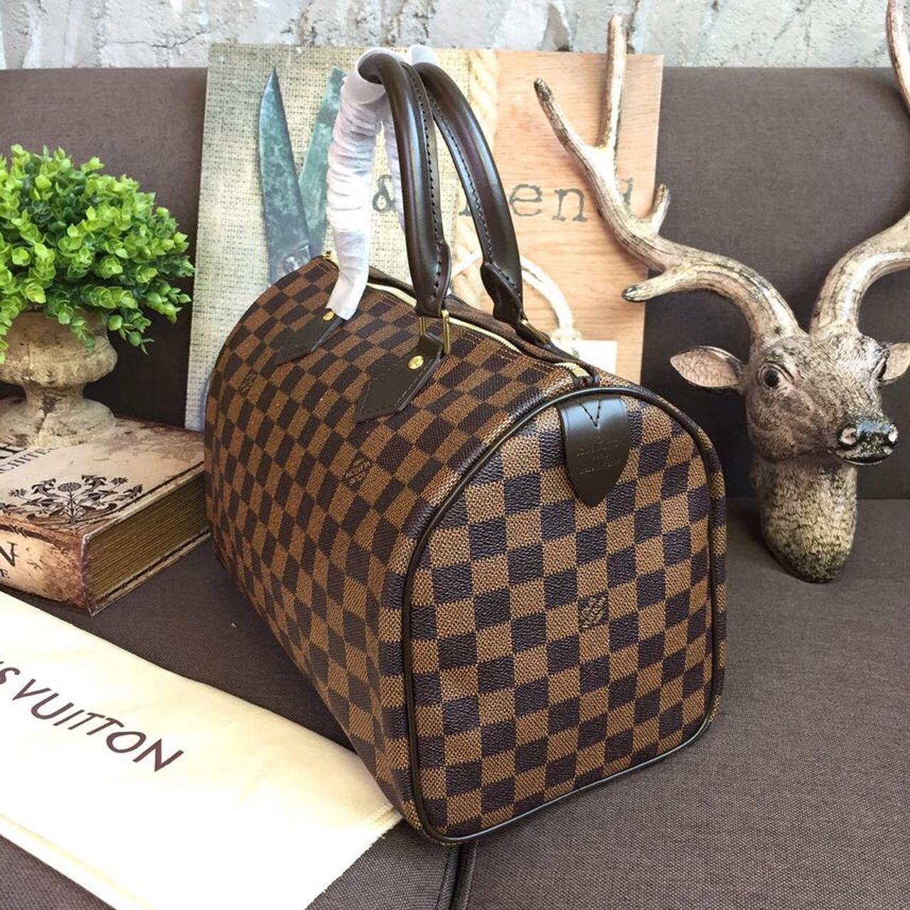 Top Quality Speedy 30 Bag Damier Ebene Canvas For Women 11.8in/30cm Brown Top Quality N41364