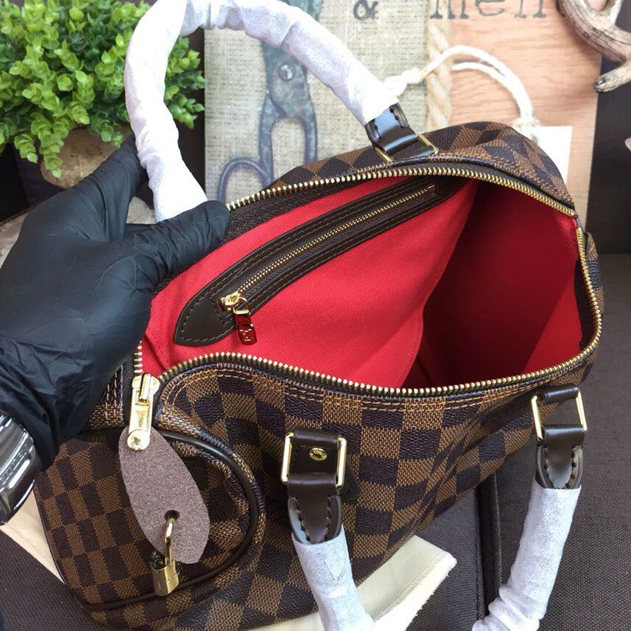 Top Quality Speedy 30 Bag Damier Ebene Canvas For Women 11.8in/30cm Brown Top Quality N41364