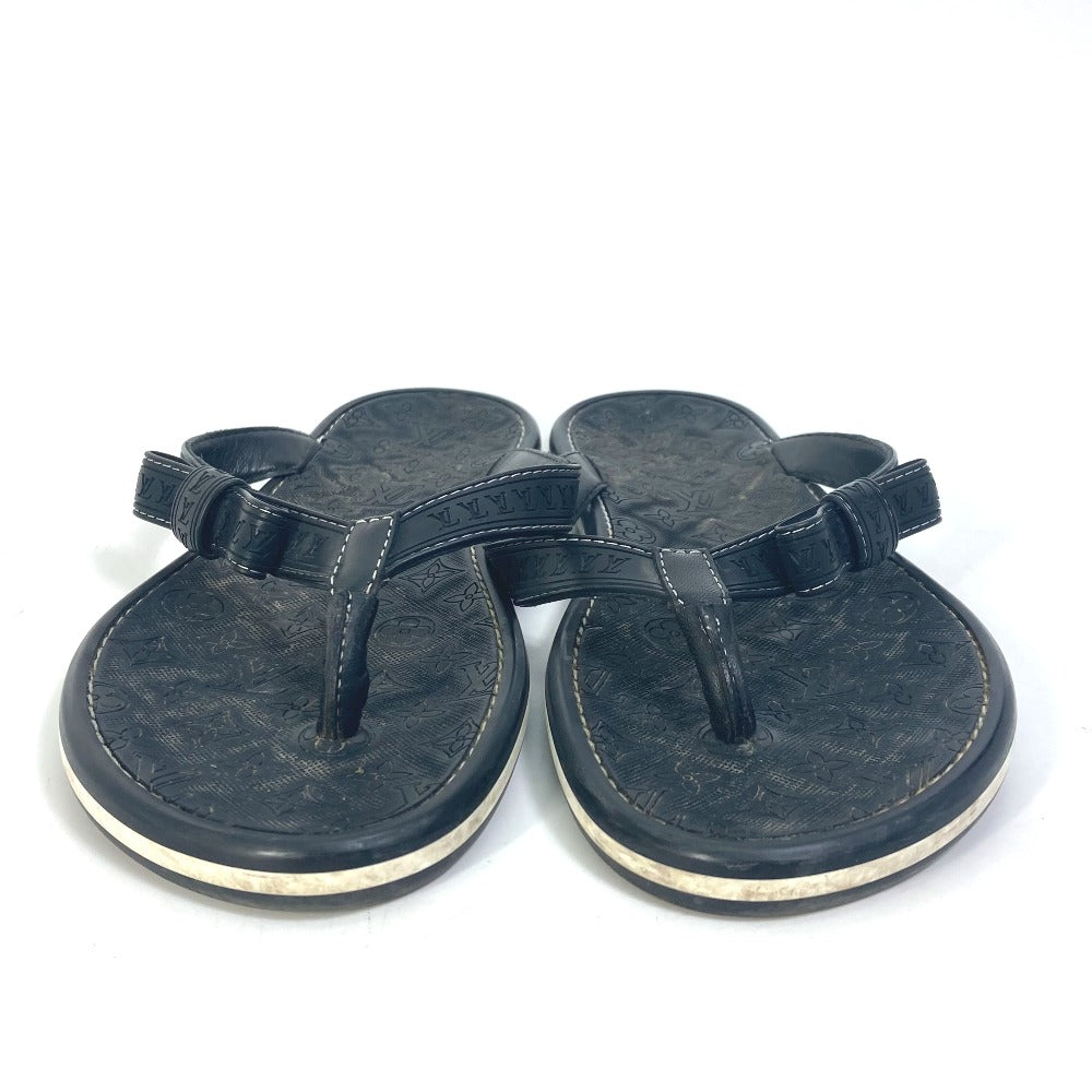 LOUIS VUITTON Sandals Rubber, Leather black Monogram ribbon Women 37.5