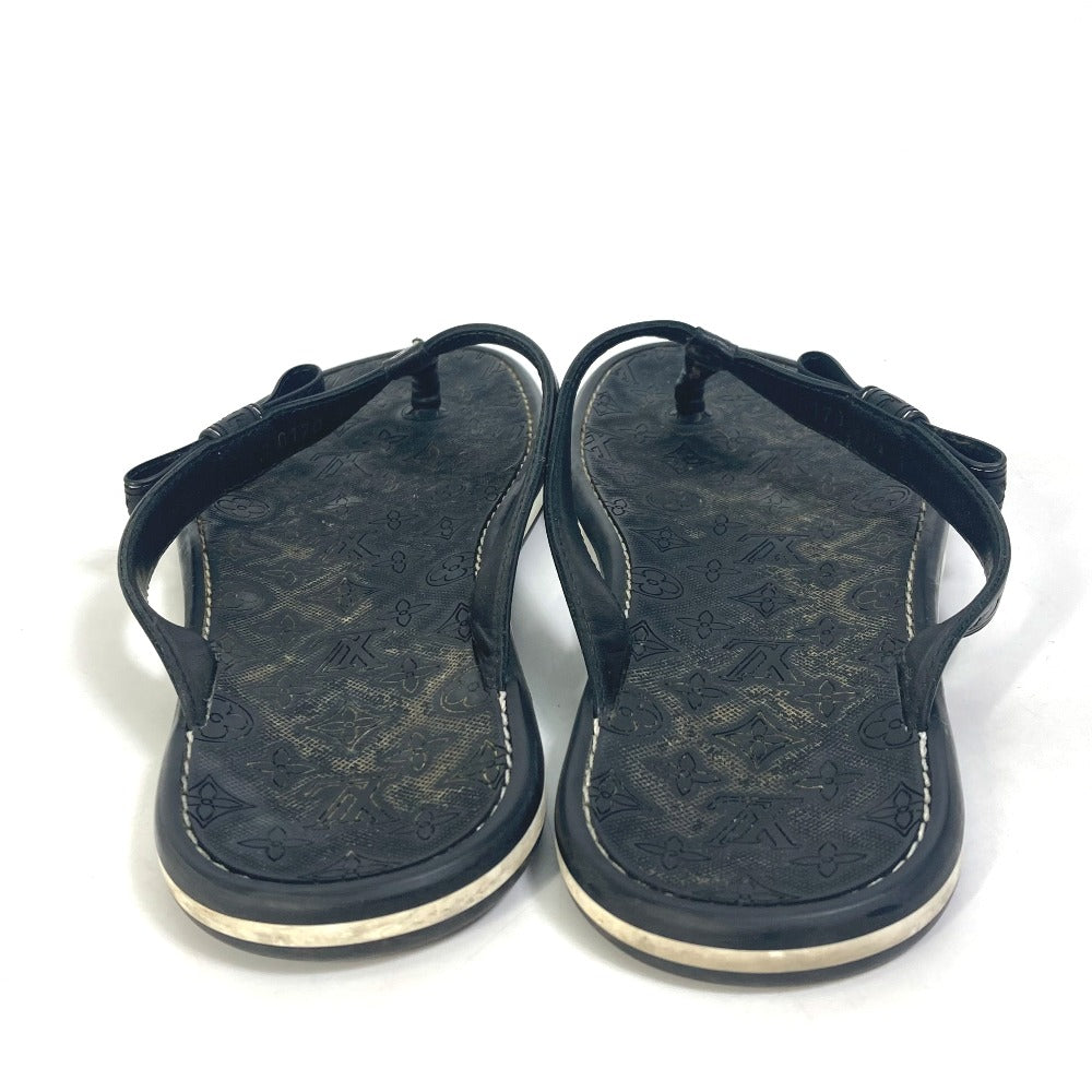 LOUIS VUITTON Sandals Rubber, Leather black Monogram ribbon Women 37.5