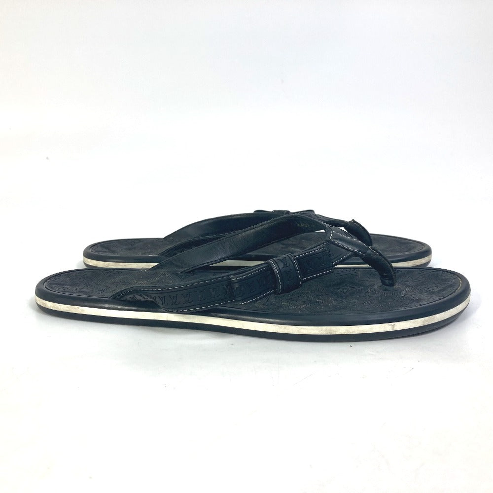 LOUIS VUITTON Sandals Rubber, Leather black Monogram ribbon Women 37.5