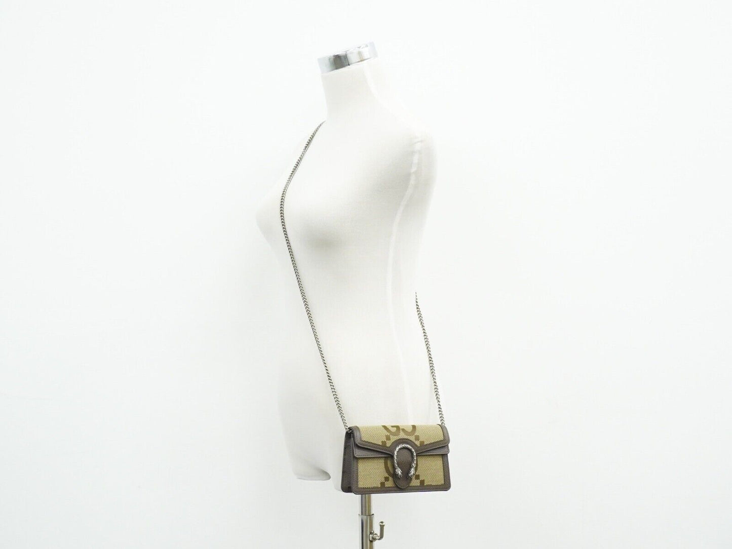 Gucci Dionysus Flap Messenger Bag Shearling Beige Canvas Crossbody Bag Bag ( )