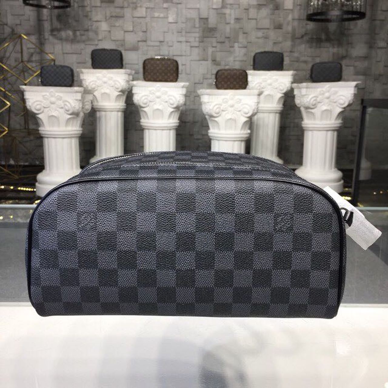 Top Quality King Size Toiletry Damier Graphite Canvas For Women, WoBags, Travel Bags 11in/28cm Top Quality