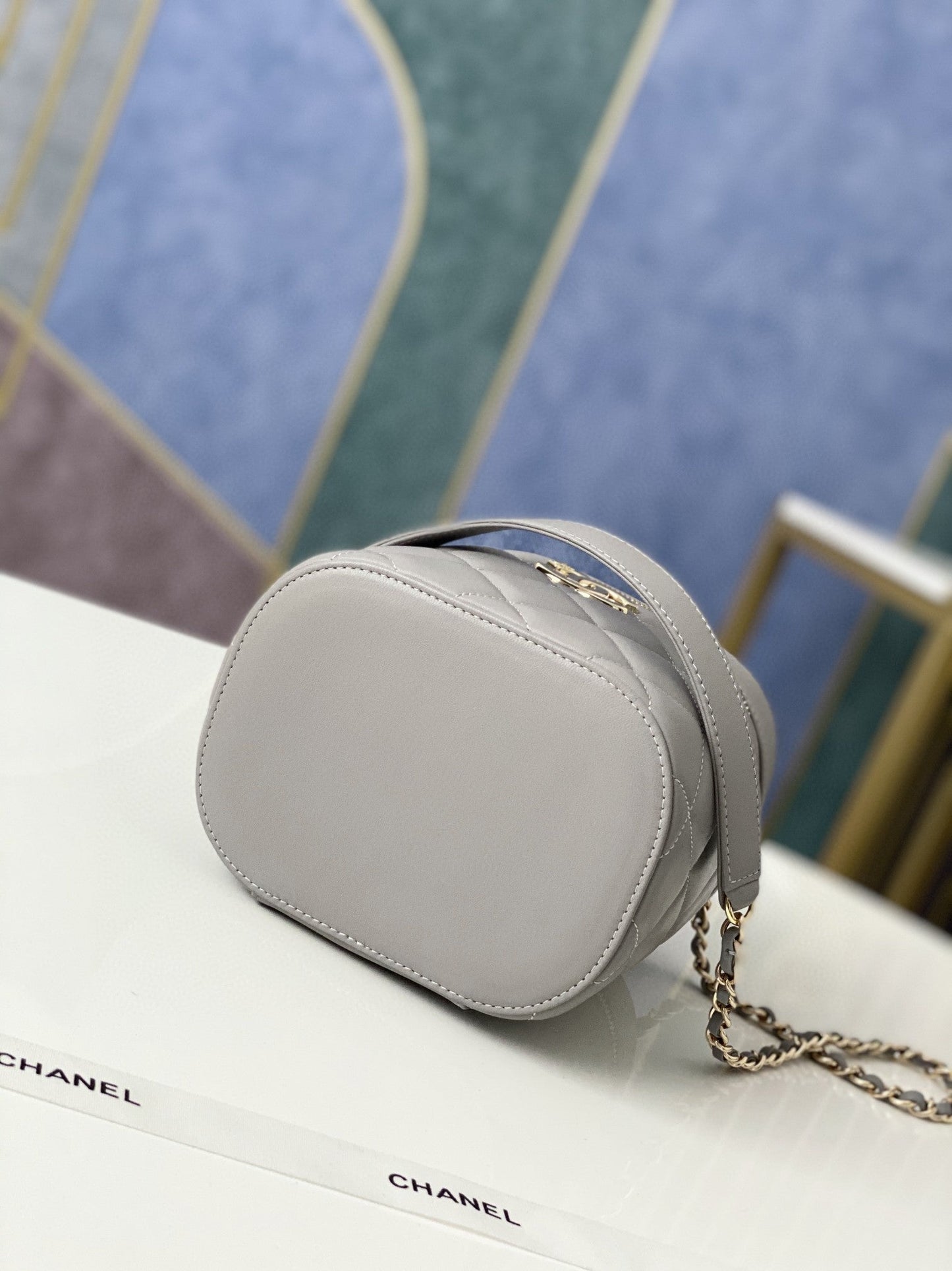 CHLVanity Case Gold Hardware Grey For Women Handbags, Shoulder Bags 9.4in/24cm 
