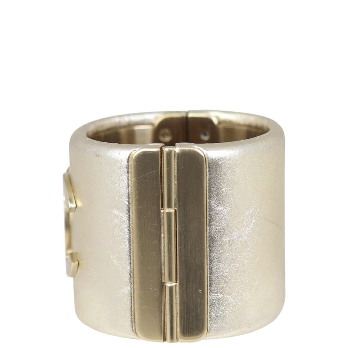 Chanel CC Wide Metallic Leather Cuff