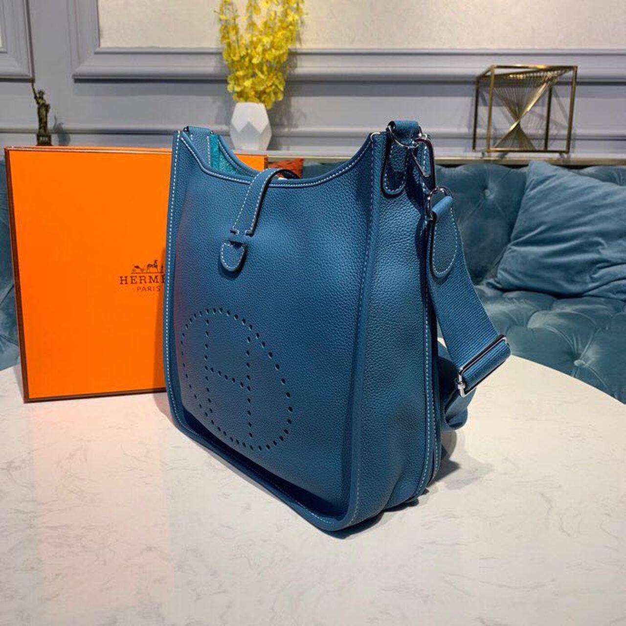 Top Quality Evelyne III GM Bag Middle Blue For Women 11.8in/30cm