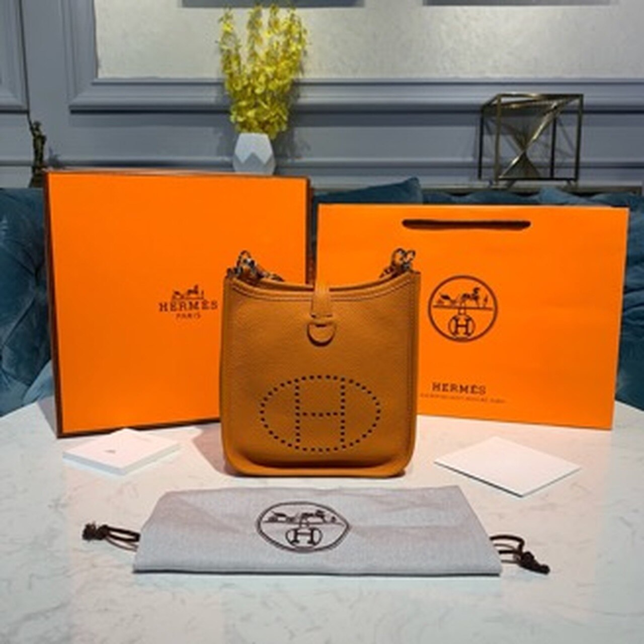 Top Quality Evelyne III TPM Bag Orange With SiTop Qualityer-Toned Hardware For Women, Shoulder And Crossbody Bags 6.7in/17cm