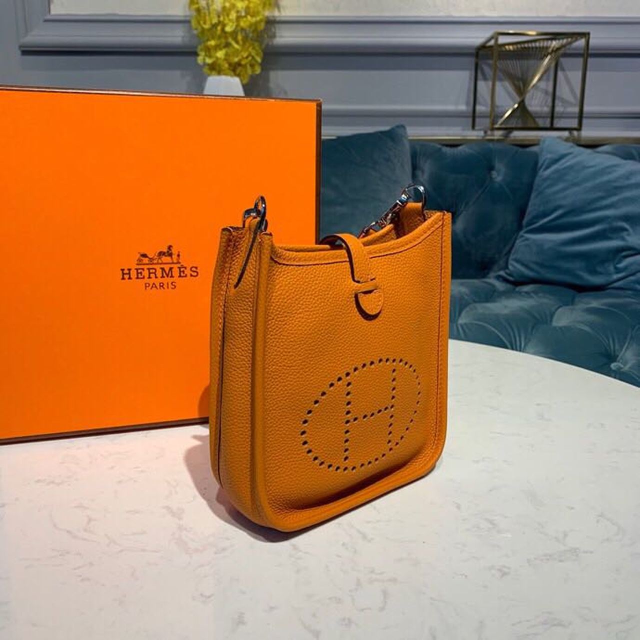Top Quality Evelyne III TPM Bag Orange With SiTop Qualityer-Toned Hardware For Women, Shoulder And Crossbody Bags 6.7in/17cm