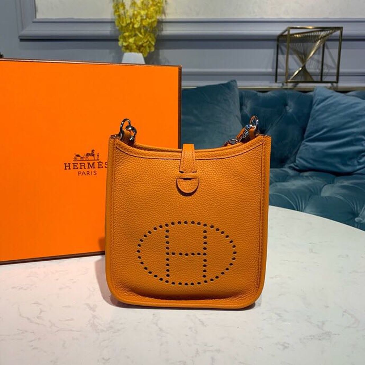 Top Quality Evelyne III TPM Bag Orange With SiTop Qualityer-Toned Hardware For Women, Shoulder And Crossbody Bags 6.7in/17cm