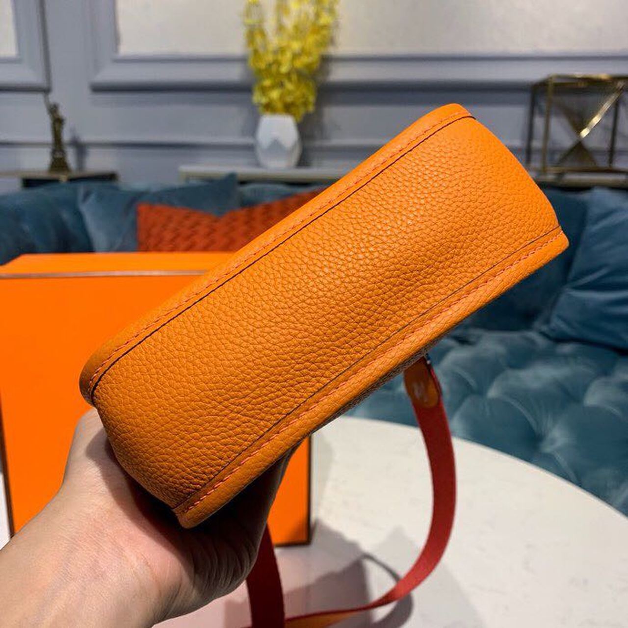Top Quality Evelyne III TPM Bag Orange With SiTop Qualityer-Toned Hardware For Women, Shoulder And Crossbody Bags 6.7in/17cm