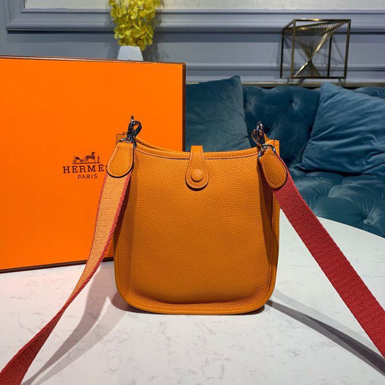 Top Quality Evelyne III TPM Bag Orange With SiTop Qualityer-Toned Hardware For Women, Shoulder And Crossbody Bags 6.7in/17cm