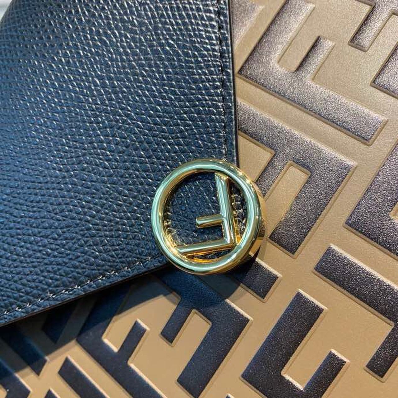 Top QualityTop Quality FF Embossed Envelope Wallet 9in/24cm Brown/Black For Women