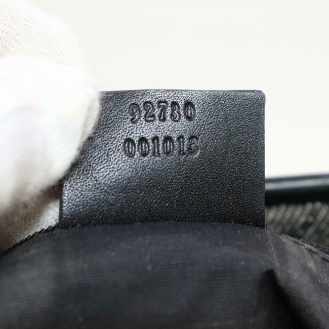 Gucci Tom Ford Era   Purse Black Large G Logo Print On Grey Canvas And Black Leather Satchel