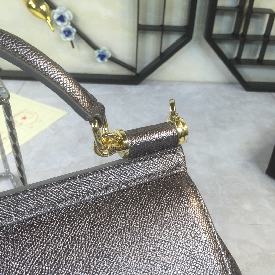 Top Quality Medium Sicily Handbag In Dauphine Palladium For Women 10.2in/26cm Top Quality