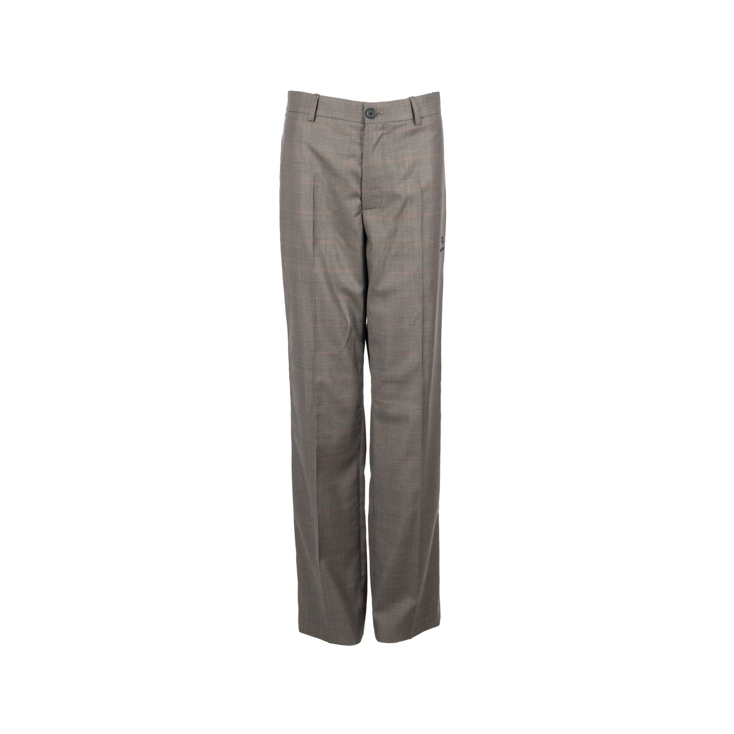BALENCIAGA Size 44 Checked Single-Breasted Tro rs Wool Dark Grey