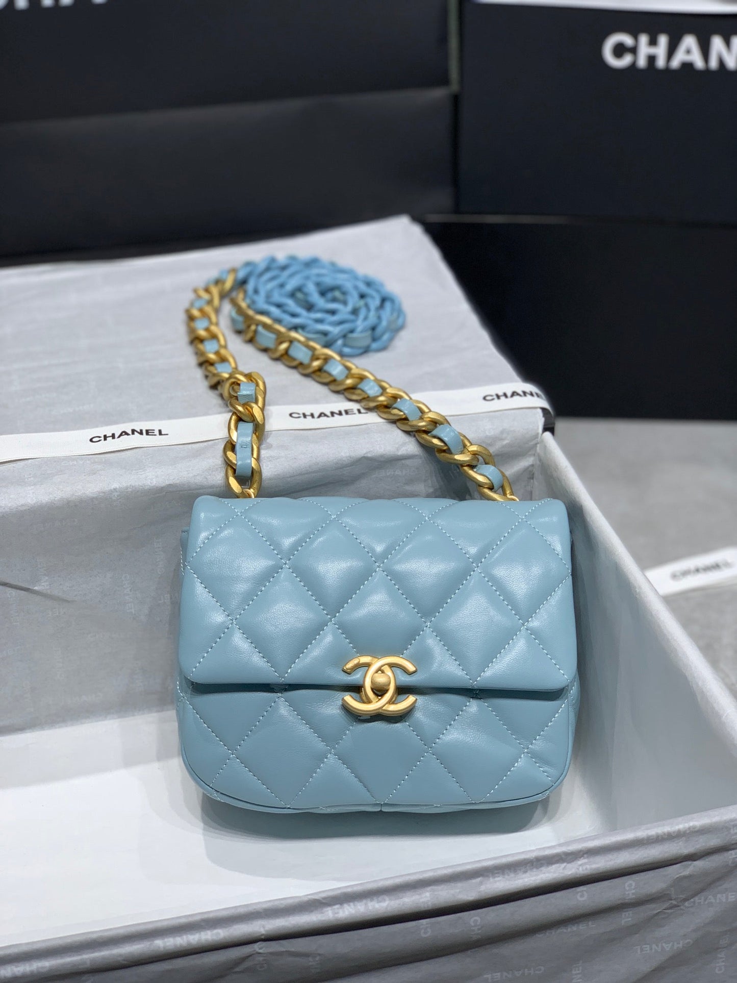CHLMini Top Qualityap Bag Gold-Tone Metal Blue Bag For Women 13cm/5in