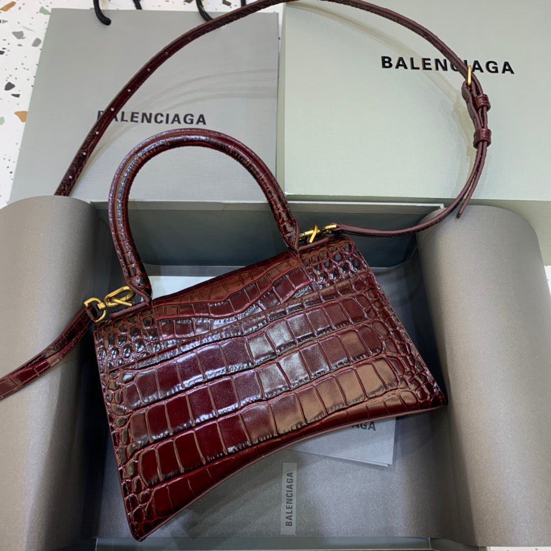 Top Quality Hourglass Small Handbag In Dark Red, For Women,  Bags 9in/23cm
