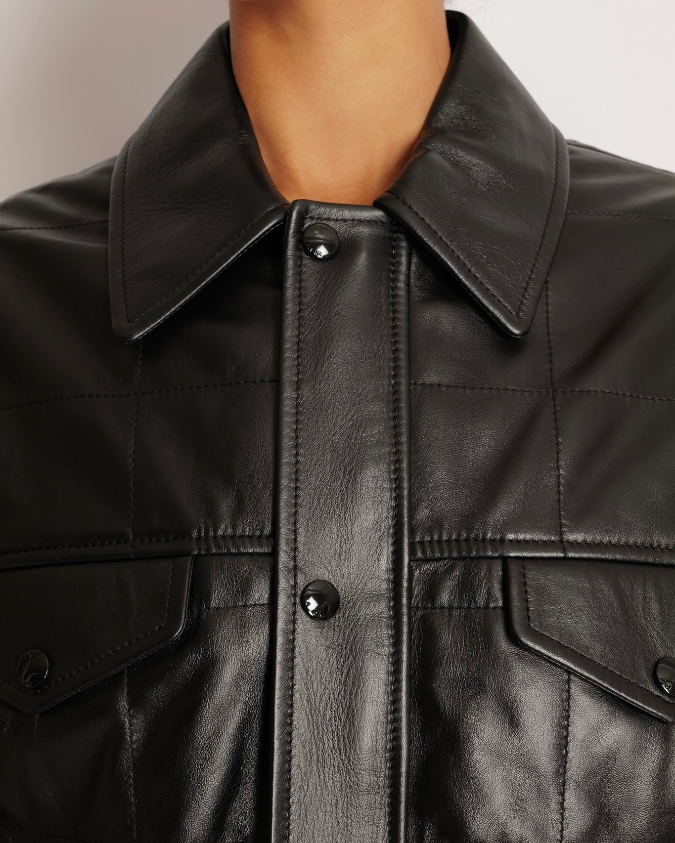Celine Black Leather Bomber Jacket with Pocket Details Size FR 36 (UK 8) RRP £4,000