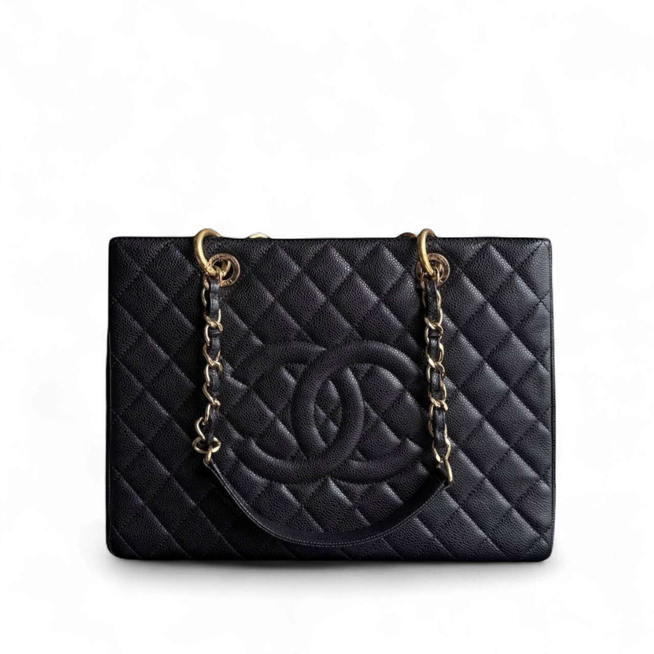 Chanel GST Grand Shopping Tote - Caviar Quilted Grained Calfskin Black Gold Hardware Series 20
