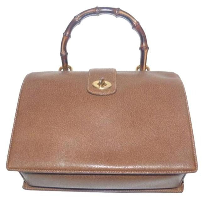 Gucci   Medium Brown Leather With Bamboo Handle Satchel