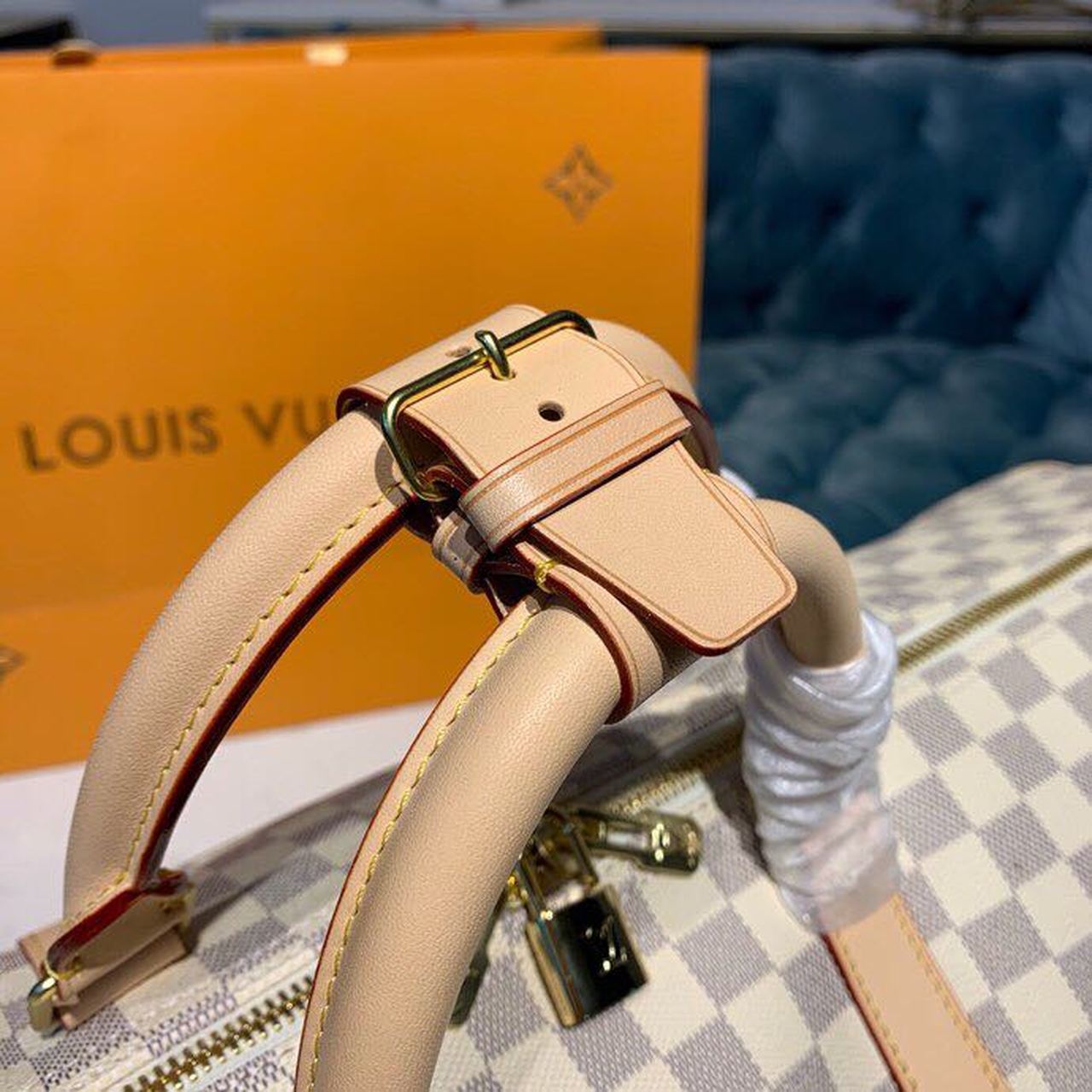 Top Quality Keepall Bandouliere 55 Damier Azur Canvas For Women,  Travel Bags 21.7in/55cm Top Quality N41429