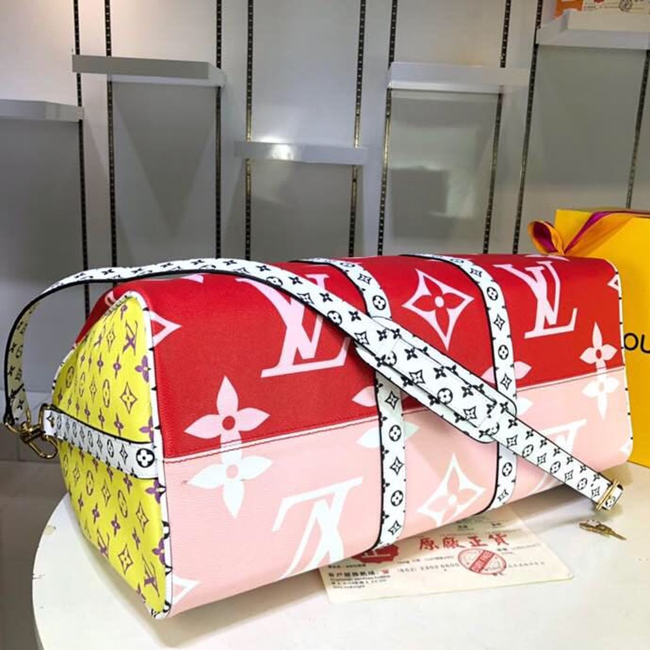 Top Quality Keepall Bandouliere 50 Monogram and Monogram Reverse Canvas Red For Women, Womens Handbags, Travel Bags 19.7in/50cm Top Quality