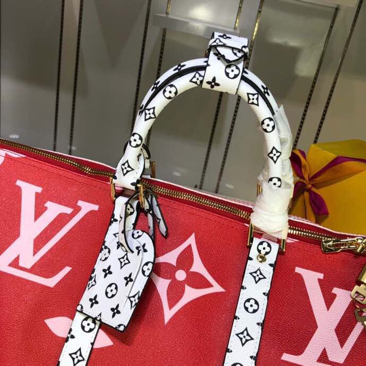 Top Quality Keepall Bandouliere 50 Monogram and Monogram Reverse Canvas Red For Women, Womens Handbags, Travel Bags 19.7in/50cm Top Quality