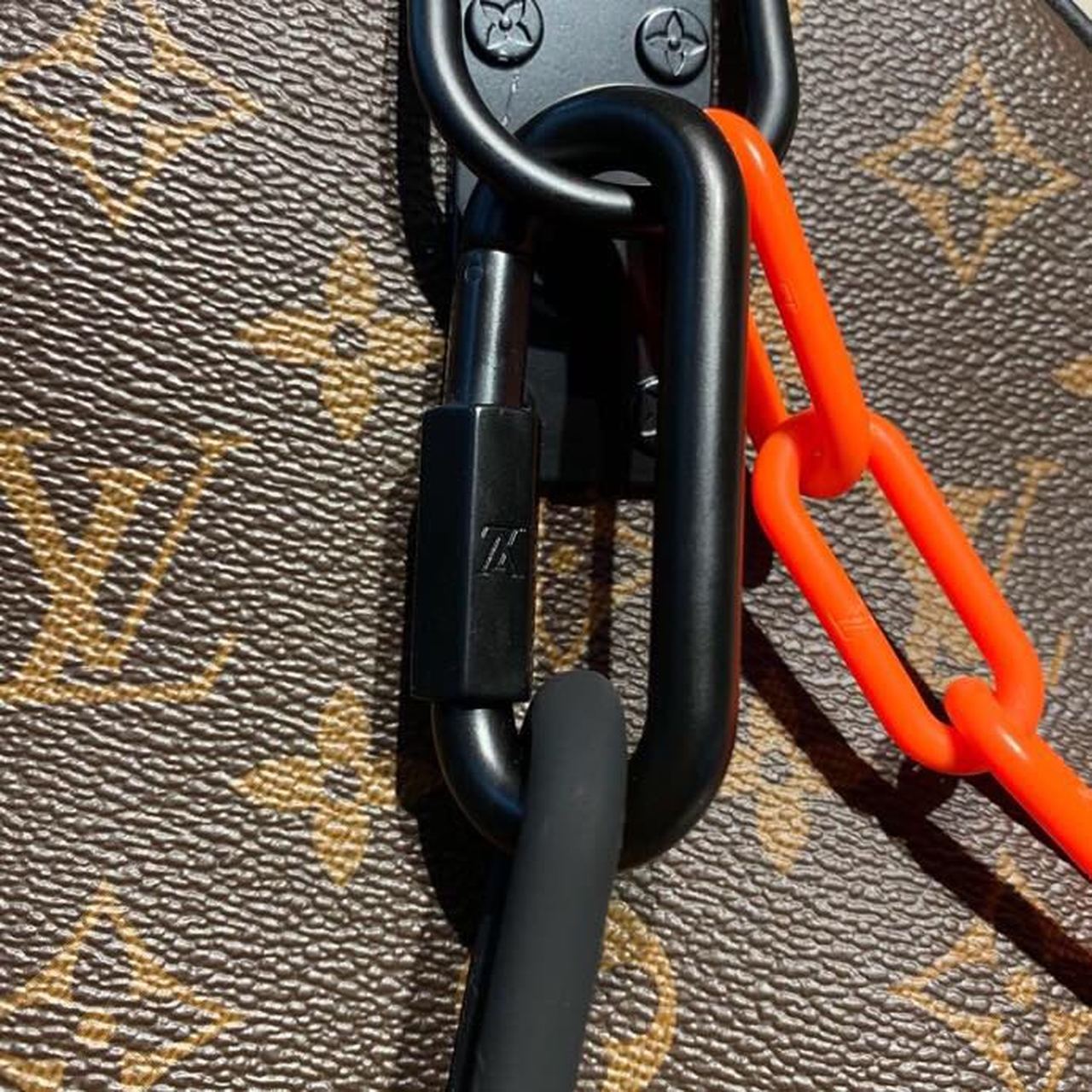 Top Quality Keepall Bandouliere 50 Monogram Solar Ray Canvas Black/Orange By Virgil Abloh For Men, Bags, Travel Bags 19.7in/50cm Top Quality M44471