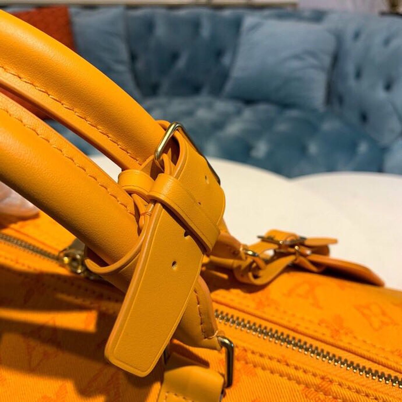 Top Quality Keepall Bandouliere 50 Monogram Denim Ochre Yellow For Men, Mens Bags, Travel Bags 19.7in/50cm Top Quality M44644