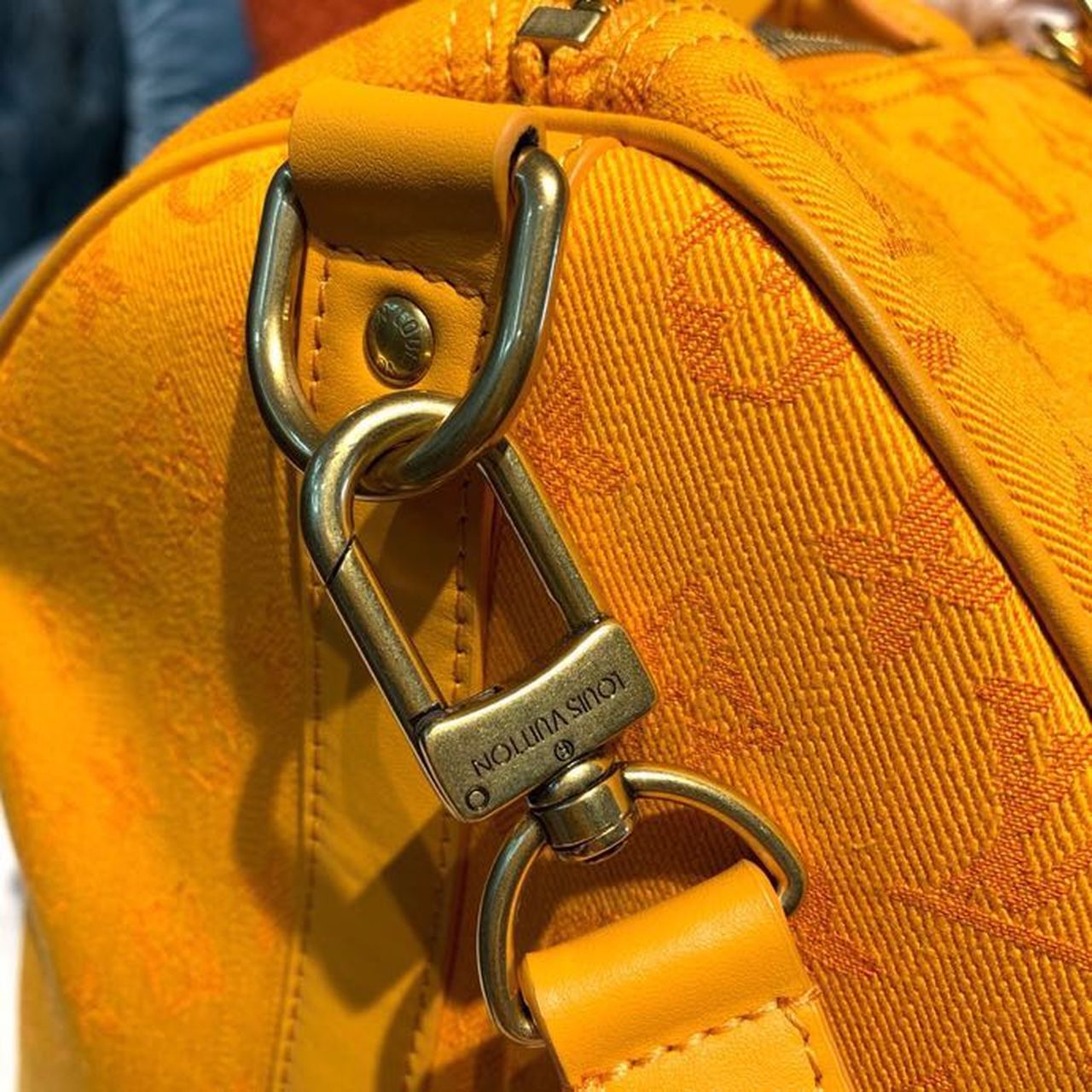 Top Quality Keepall Bandouliere 50 Monogram Denim Ochre Yellow For Men, Mens Bags, Travel Bags 19.7in/50cm Top Quality M44644