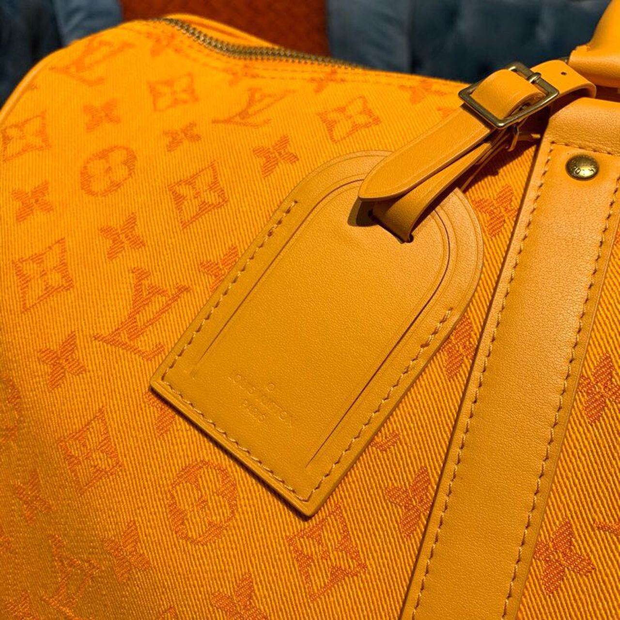 Top Quality Keepall Bandouliere 50 Monogram Denim Ochre Yellow For Men, Mens Bags, Travel Bags 19.7in/50cm Top Quality M44644