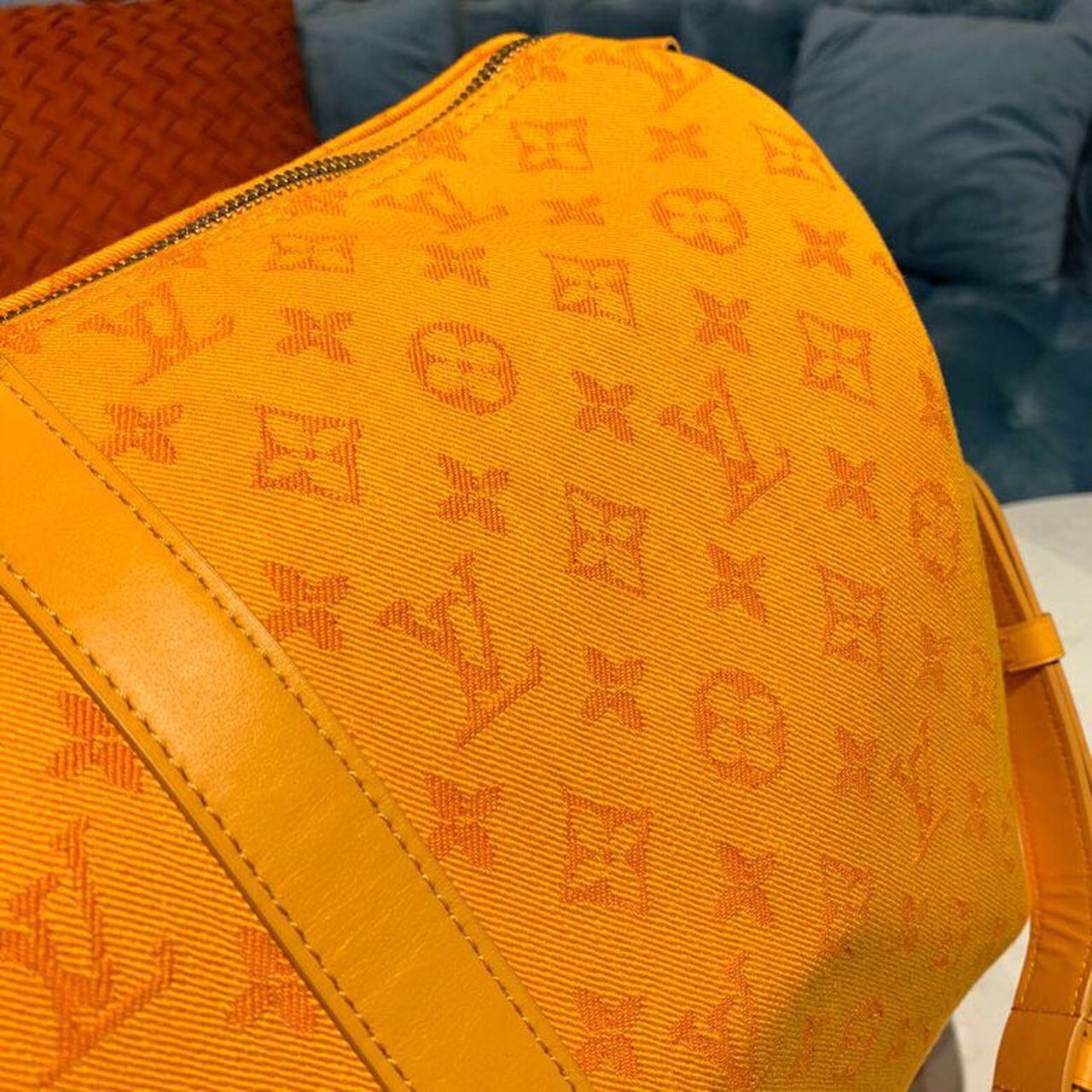 Top Quality Keepall Bandouliere 50 Monogram Denim Ochre Yellow For Men, Mens Bags, Travel Bags 19.7in/50cm Top Quality M44644