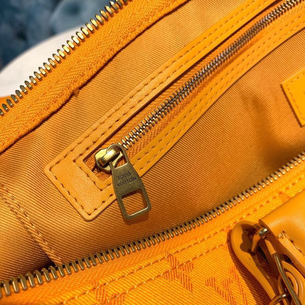 Top Quality Keepall Bandouliere 50 Monogram Denim Ochre Yellow For Men, Mens Bags, Travel Bags 19.7in/50cm Top Quality M44644