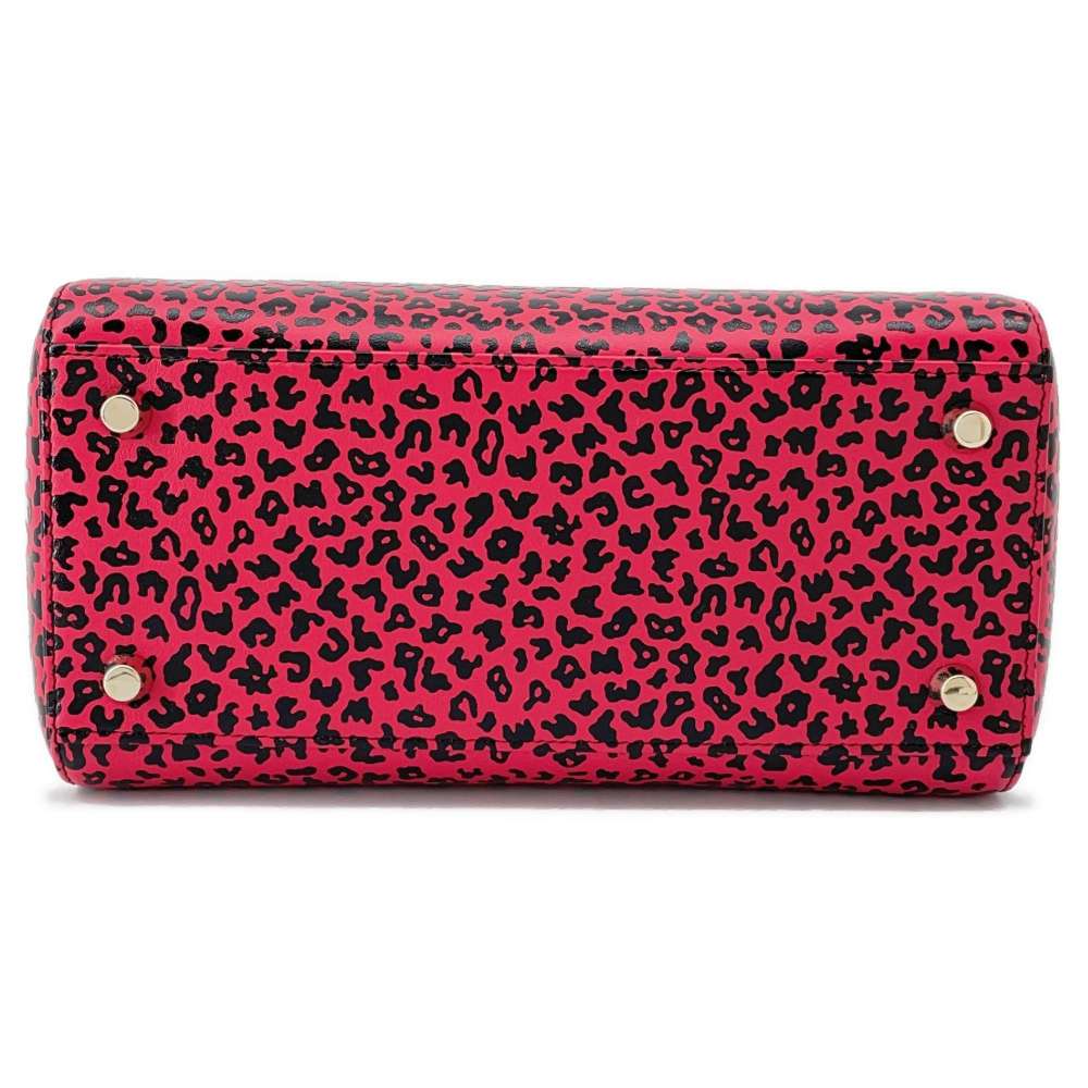 Dior Leopard Lady Dior 2WAY Handbag Pink/Black Leather