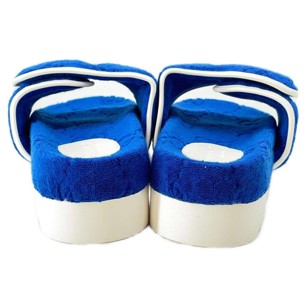 GUCCI Adidas Collaboration Platform Sandals Blue/White 702412 GGCotton Rubber Size 10
