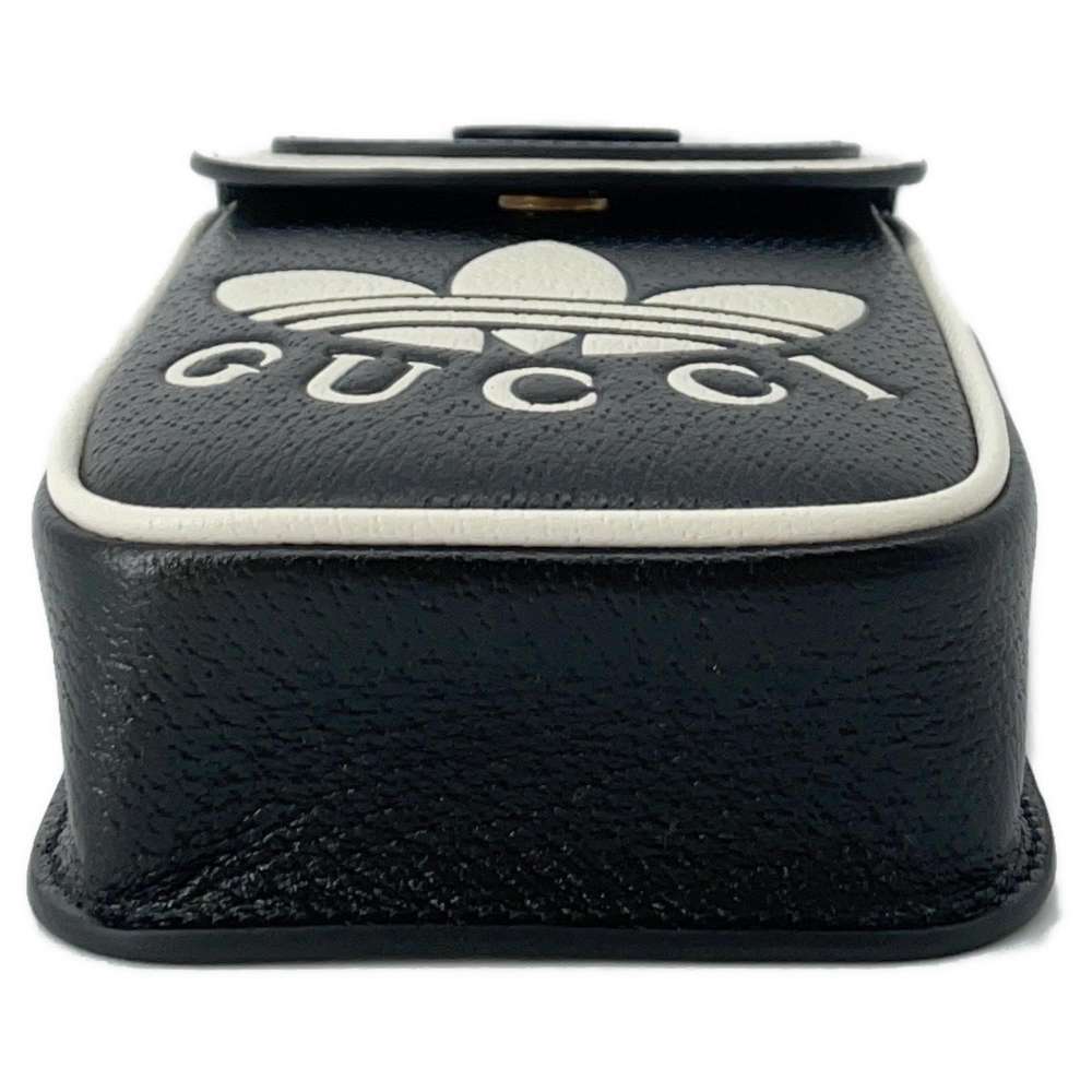 GUCCI Adidas Collaboration Pouch GG Logo Mini Shoulder Bag Black/White 721794 Leather