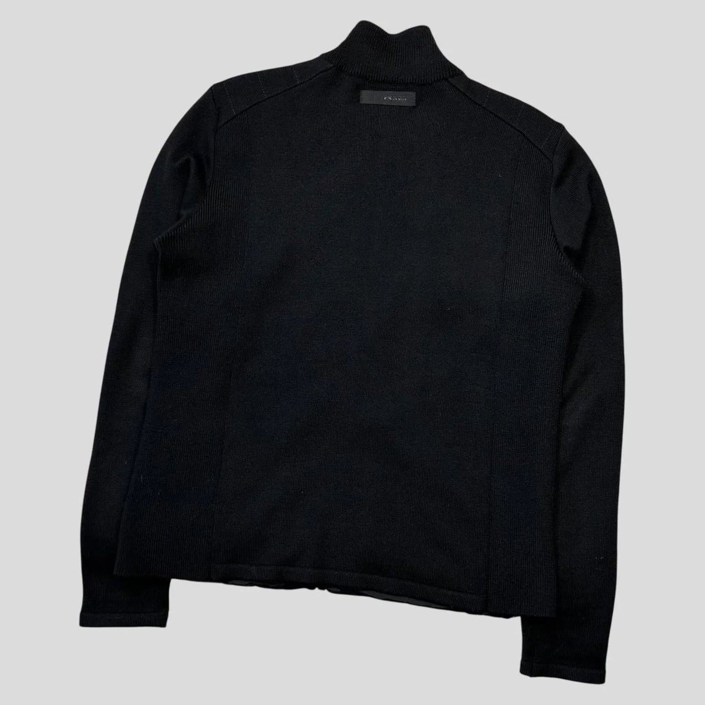Prada Sport 2008 Black Ergonomic Panelled Logo Cardigan - IT48 (M)