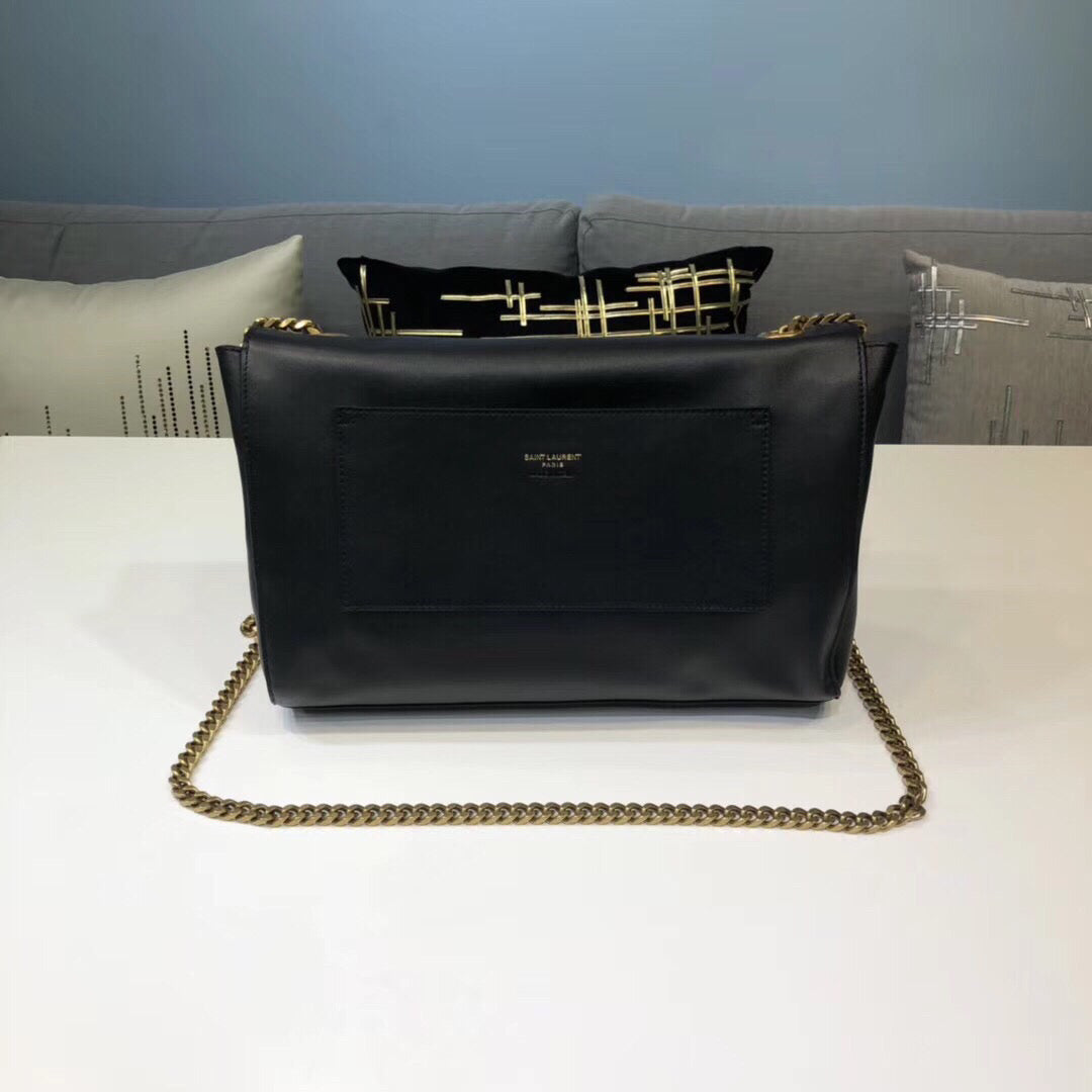 YSSL Kate Medium Chain Bag In Grain De Poudre Black For Women 9in/24cm YSL 364021BOW0J1000