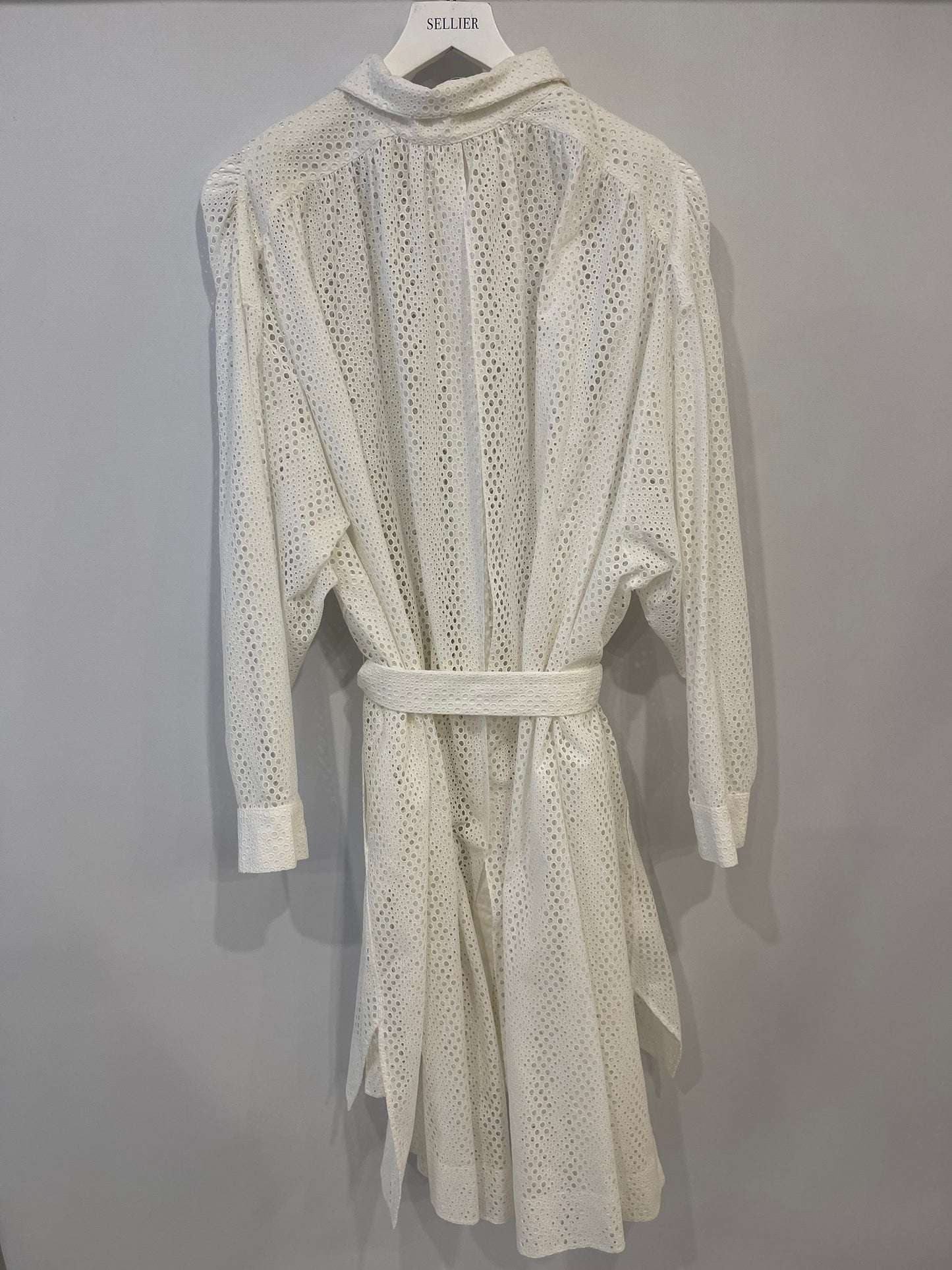 Alaia White Perforated Light Dress Coat with Belt Detail Size FR 36 (UK 8)