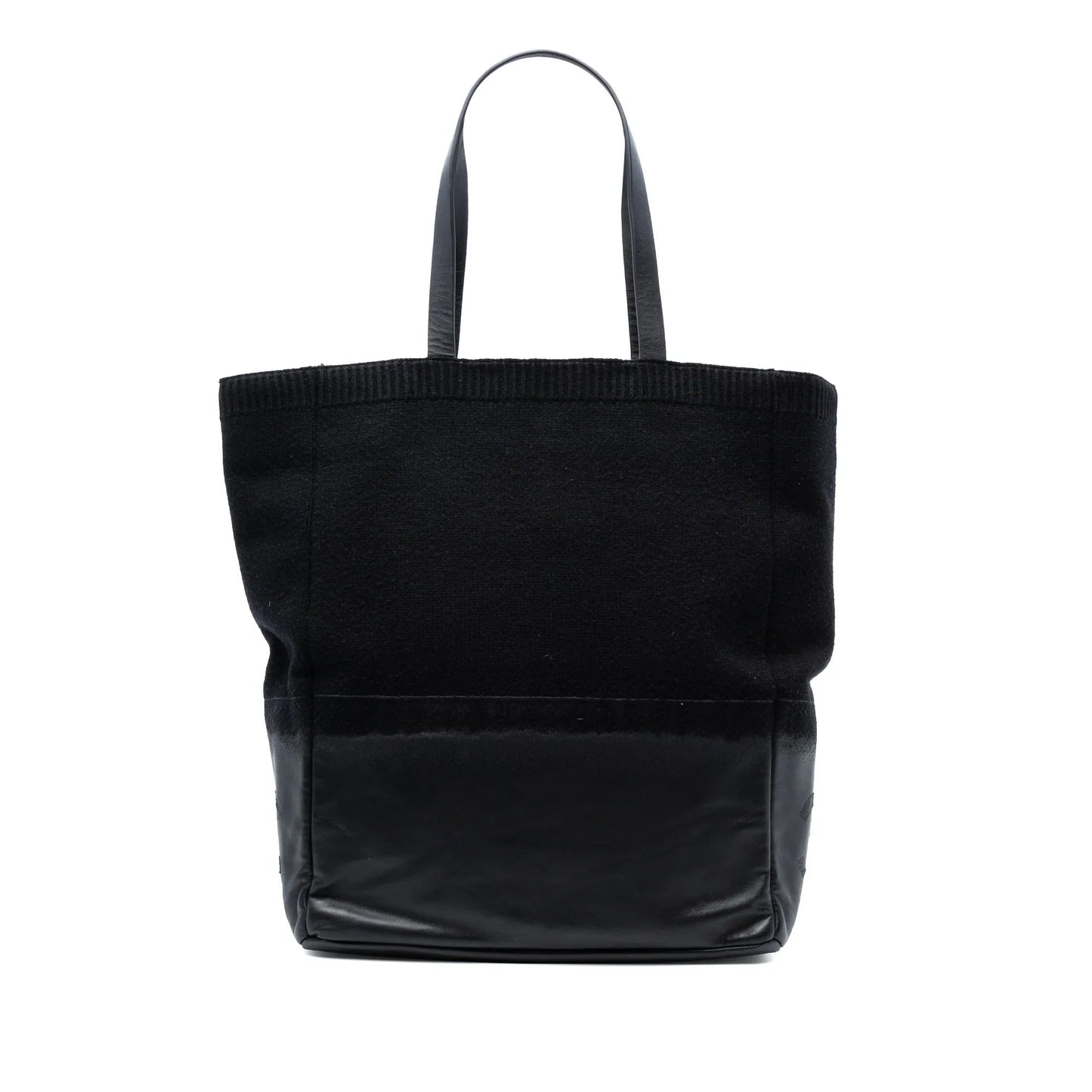 Black Chanel CC Wool and Leather Tote
