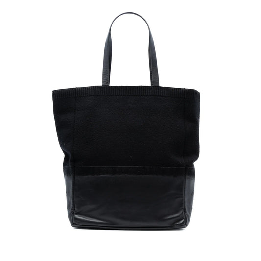 Black Chanel CC Wool and Leather Tote