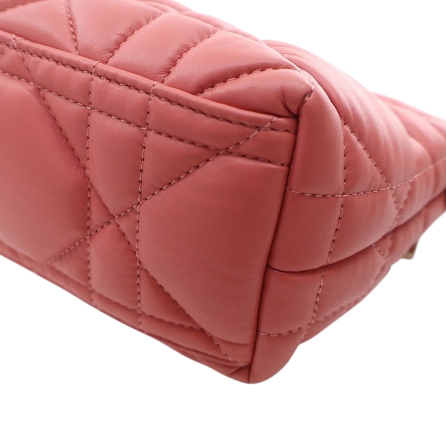 Pink Dior Small Calfskin Macrocannage Diortravel Nomad Pouch Handbag