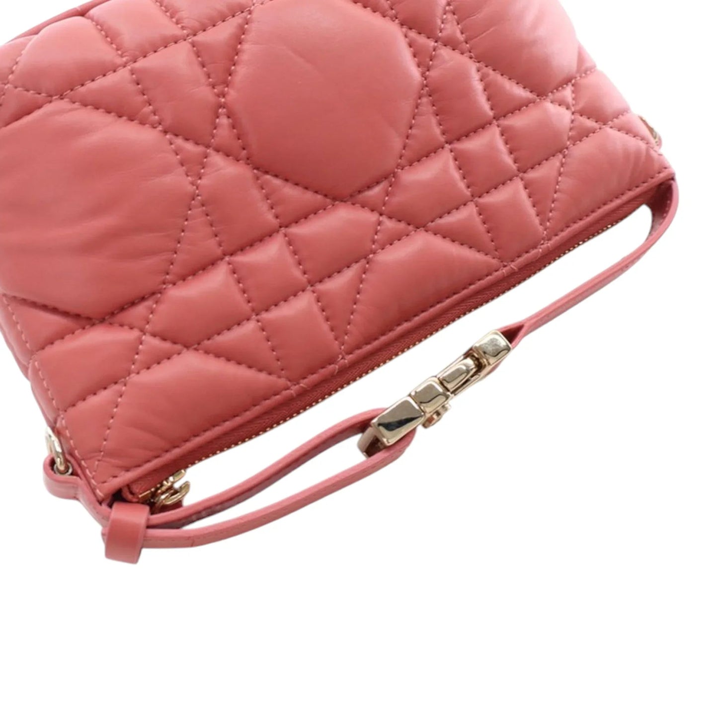 Pink Dior Small Calfskin Macrocannage Diortravel Nomad Pouch Handbag