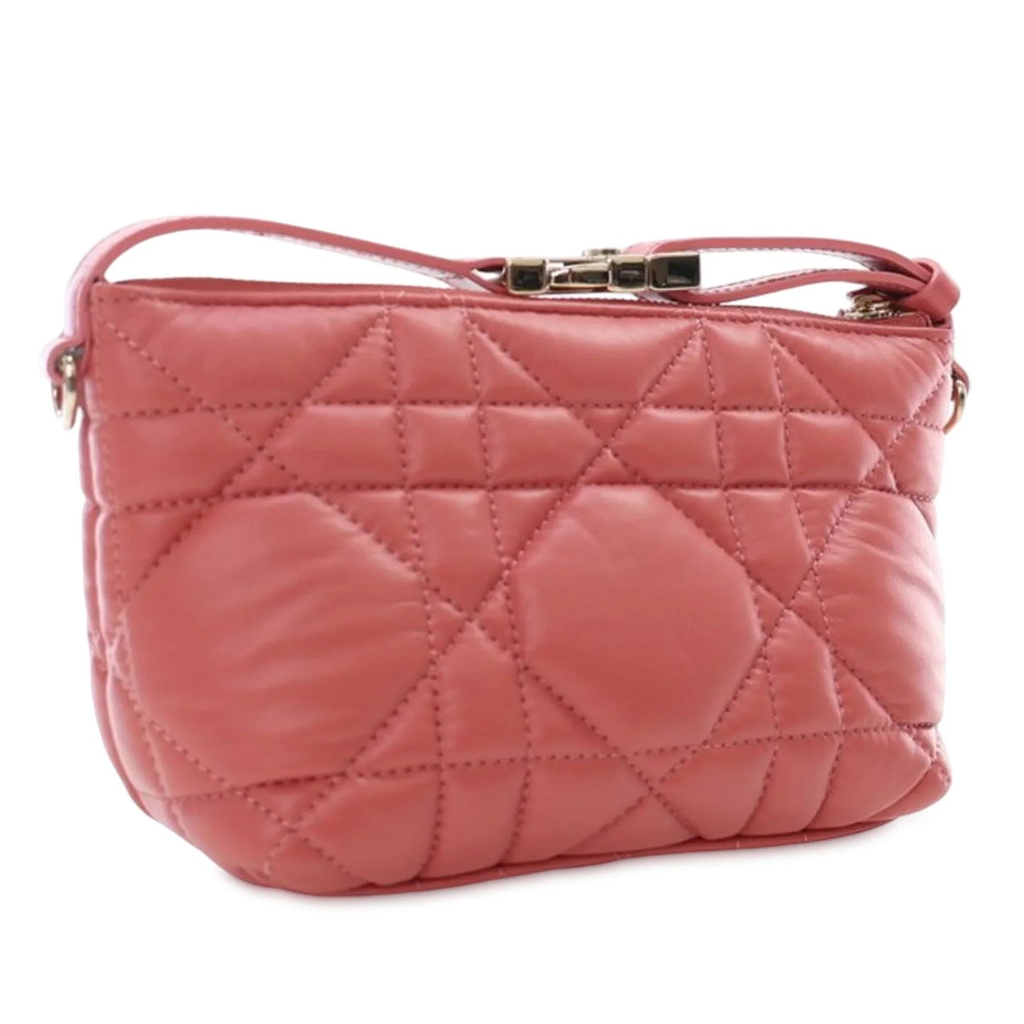 Pink Dior Small Calfskin Macrocannage Diortravel Nomad Pouch Handbag