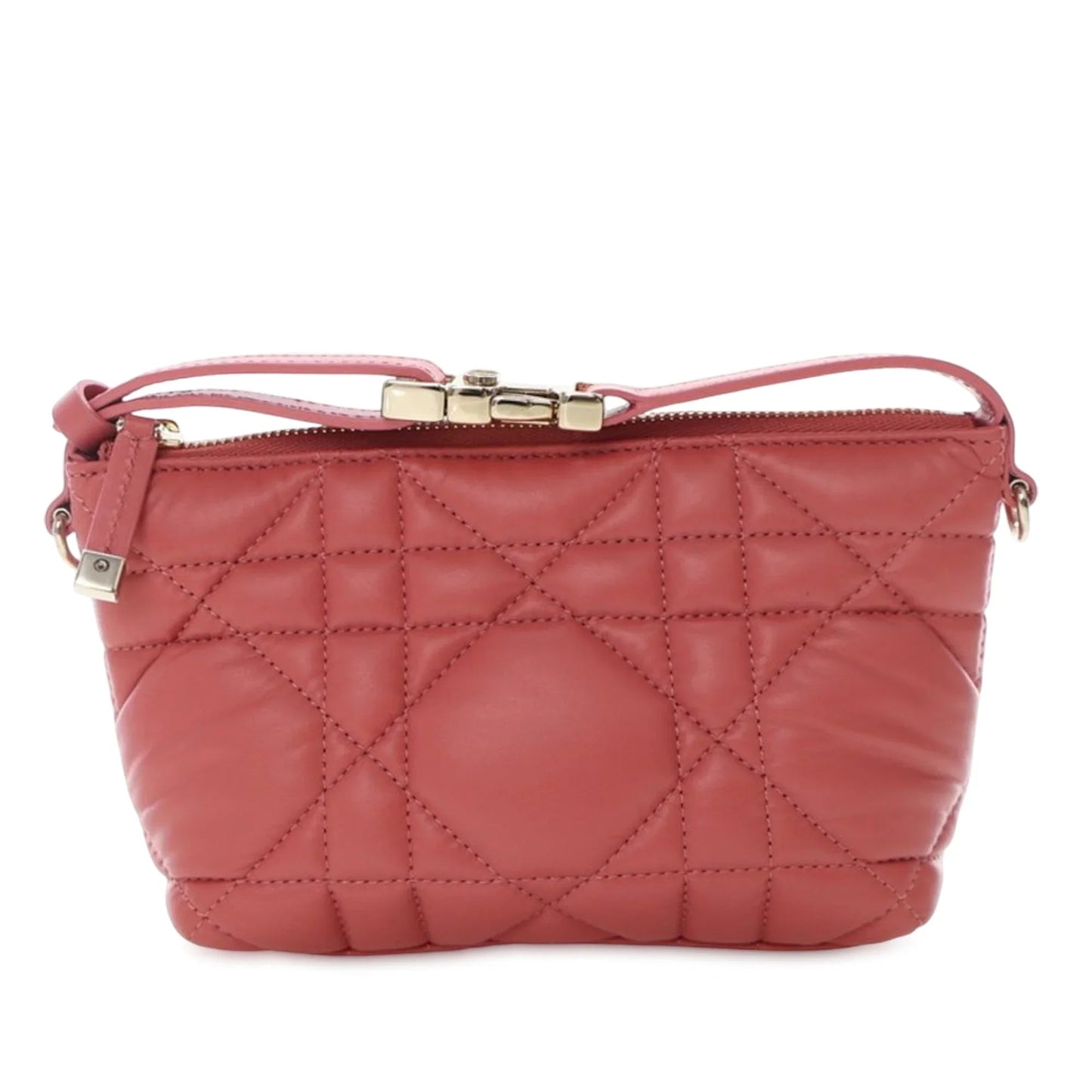 Pink Dior Small Calfskin Macrocannage Diortravel Nomad Pouch Handbag