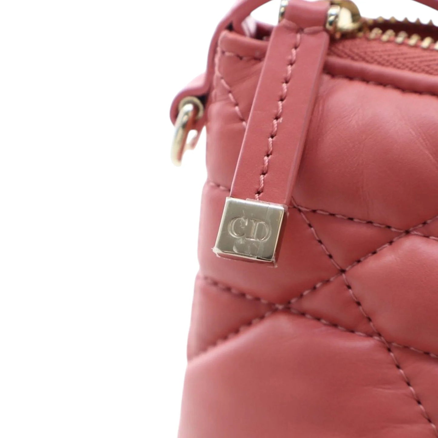 Pink Dior Small Calfskin Macrocannage Diortravel Nomad Pouch Handbag