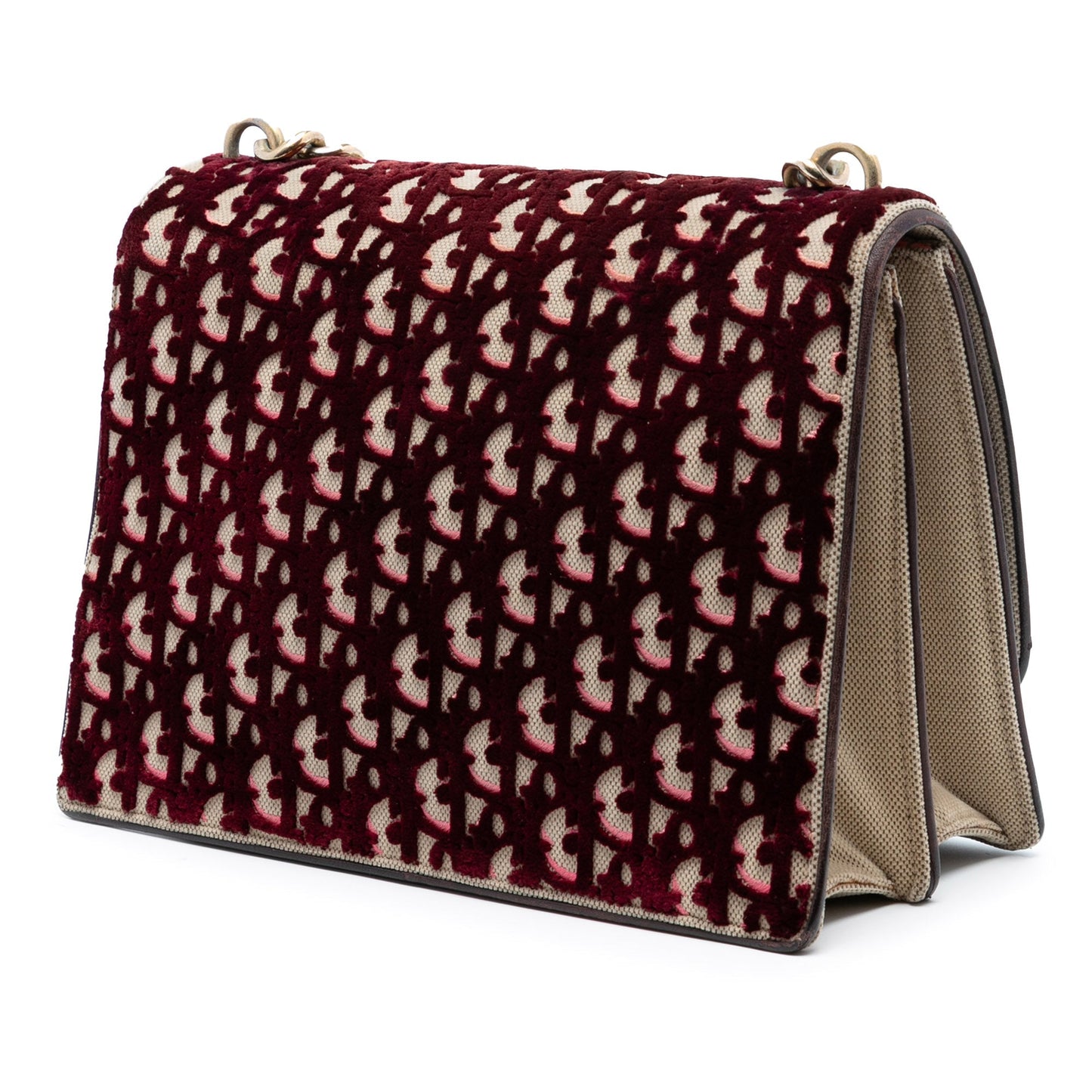 Red Dior Large Oblique Canvas and Velvet Diorama Flap Satchel