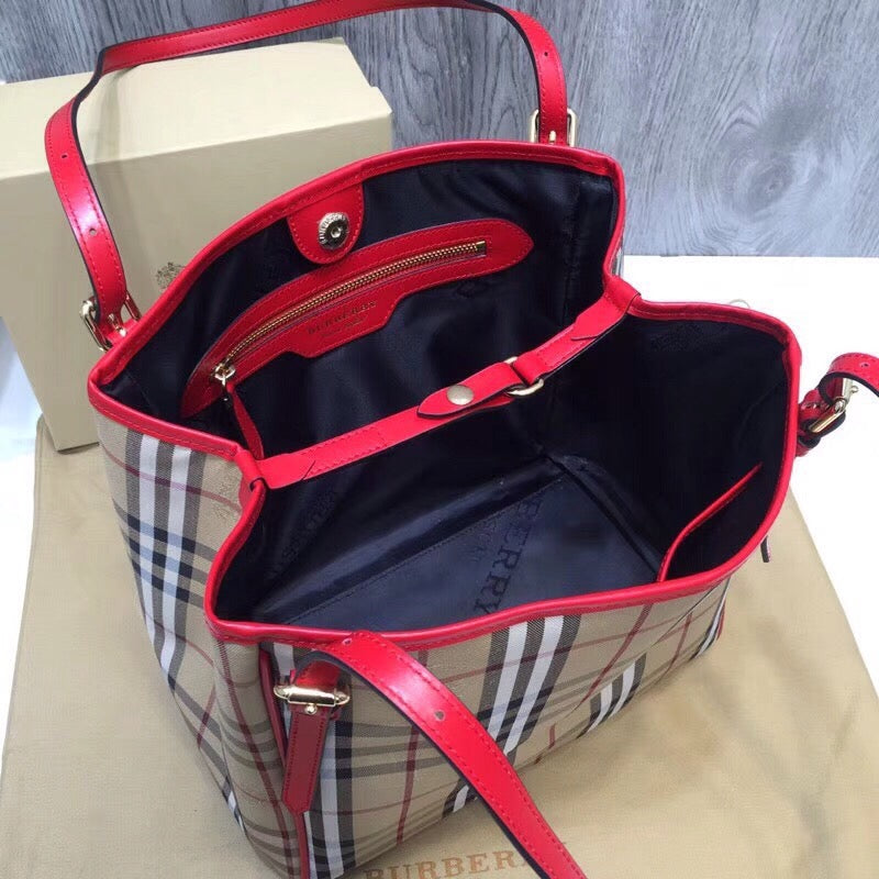 Top Quality The Small Canter Horseferry Check Tote Red For Women, Women’s Bags 11.6in/29.5cm