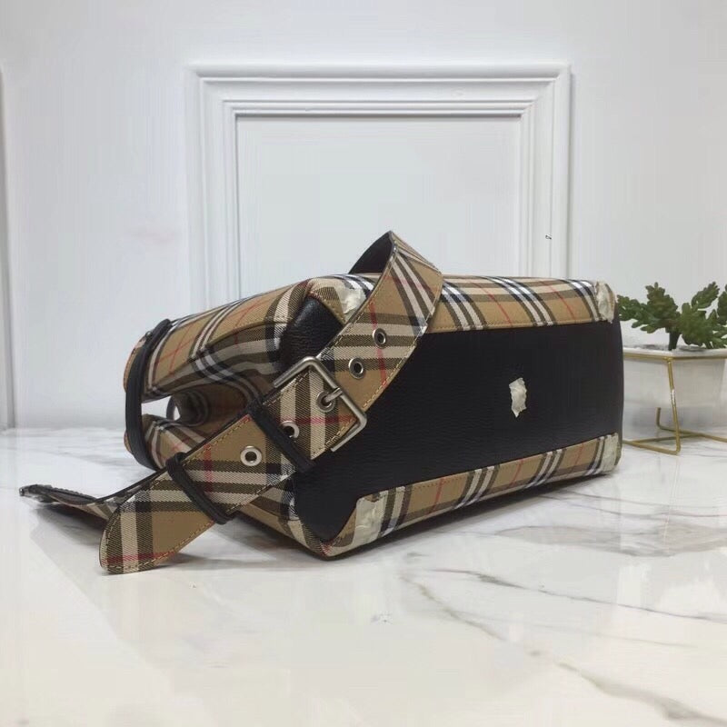 Top Quality Ho Check Derby Medium Banner Purse Tote Black For Women, Womenâs Bags 14in/35cm